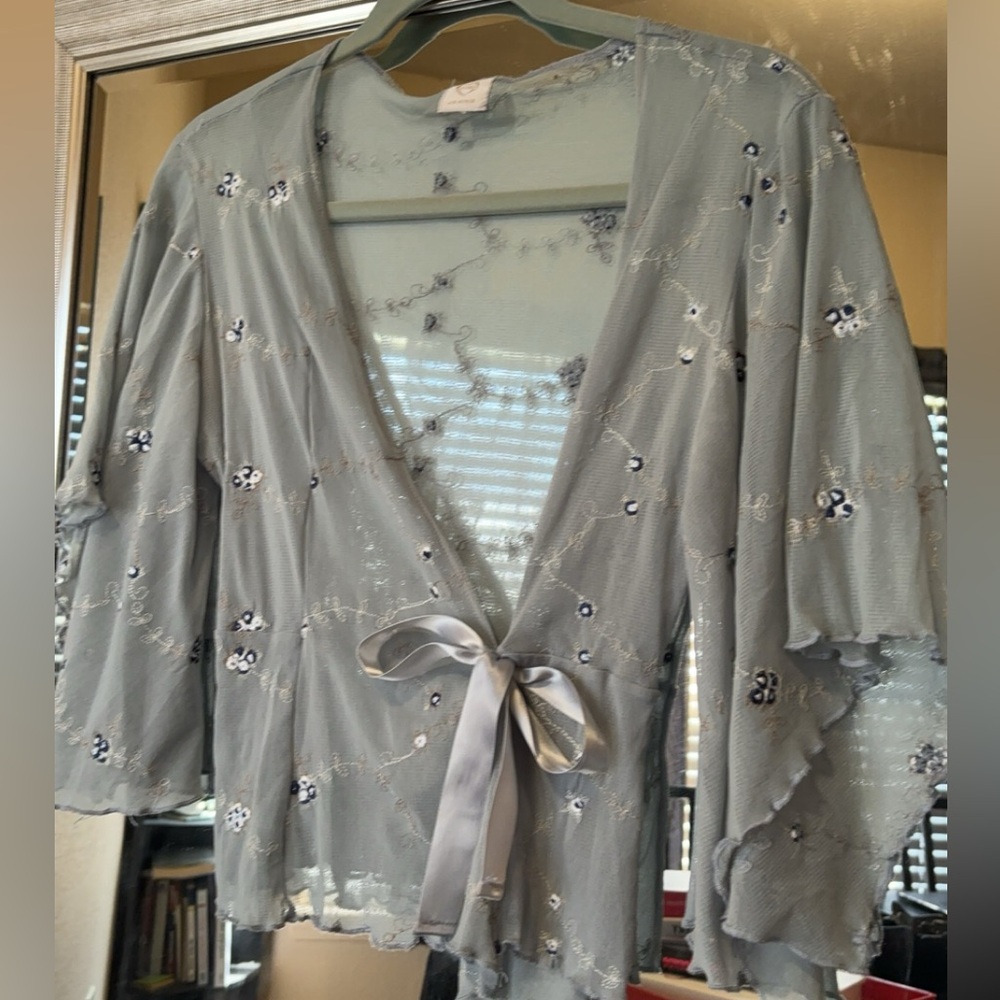XOXO Jeans Wrap Embroidered Top